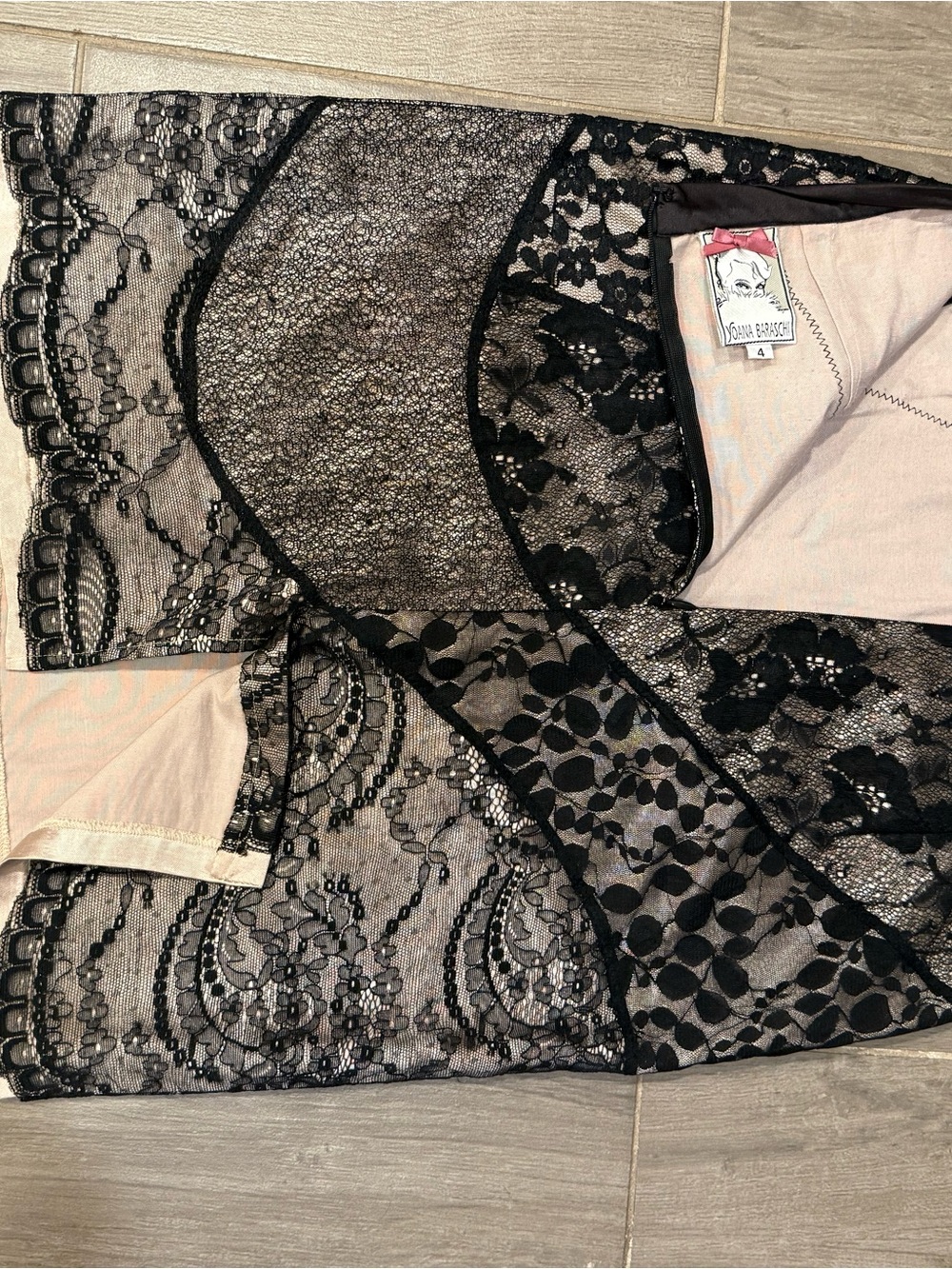 Yoana Baraschi Y2K Lace Patchwork Satin Pencil Skirt Size 4 - Picture 7 of 12